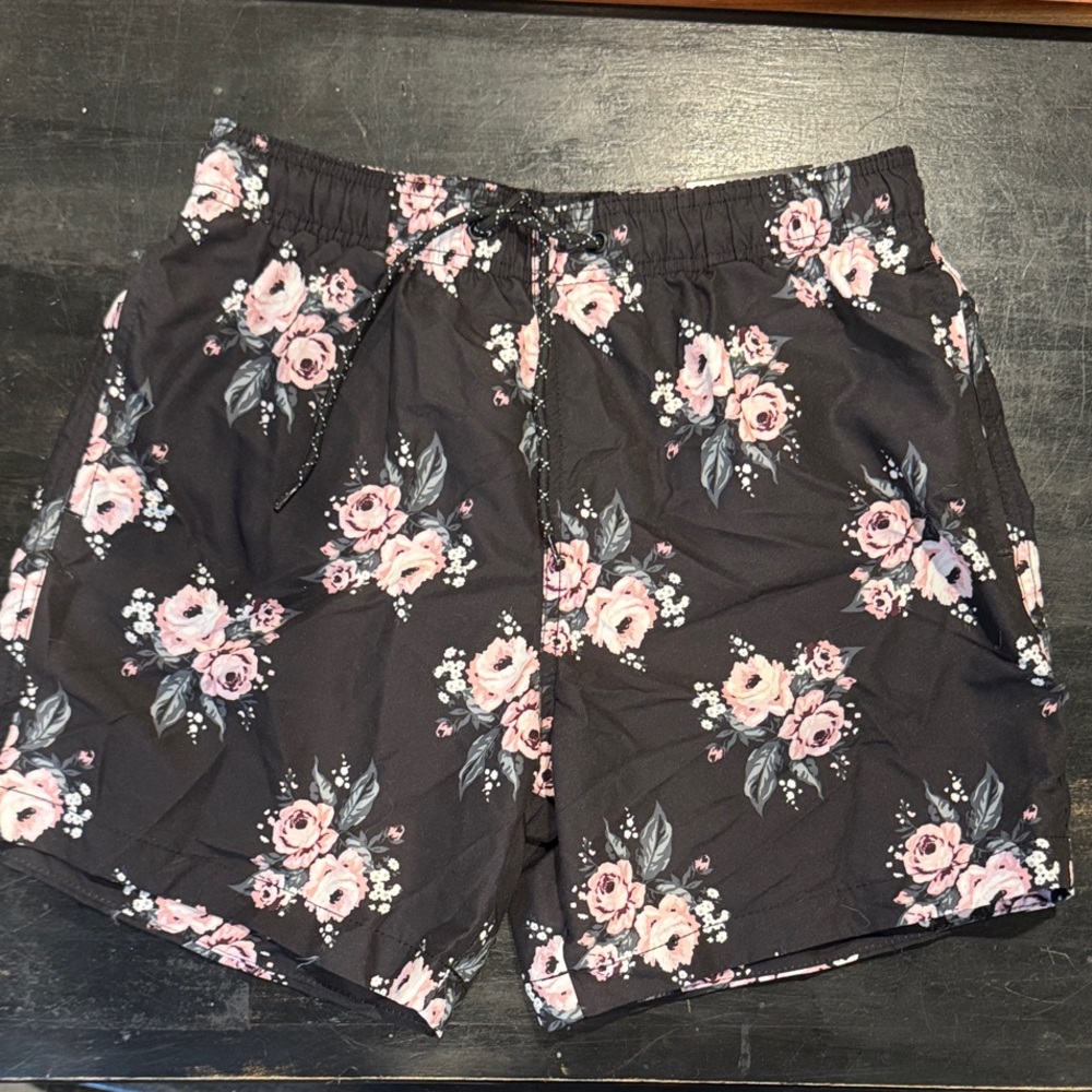 4/$15 Men’s H&M Black Floral Swim Shorts Size Small